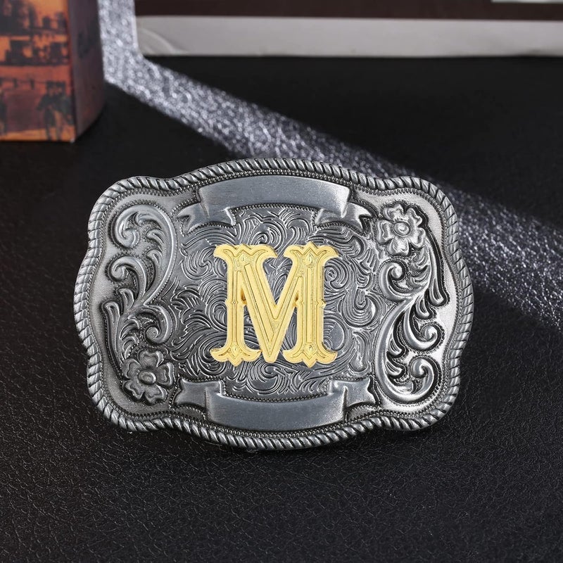 QQA Western Cowboy/Cowgirl Initial Belt Buckle Letter ABC to Z Upgrade Design for Men and Women - Image 3